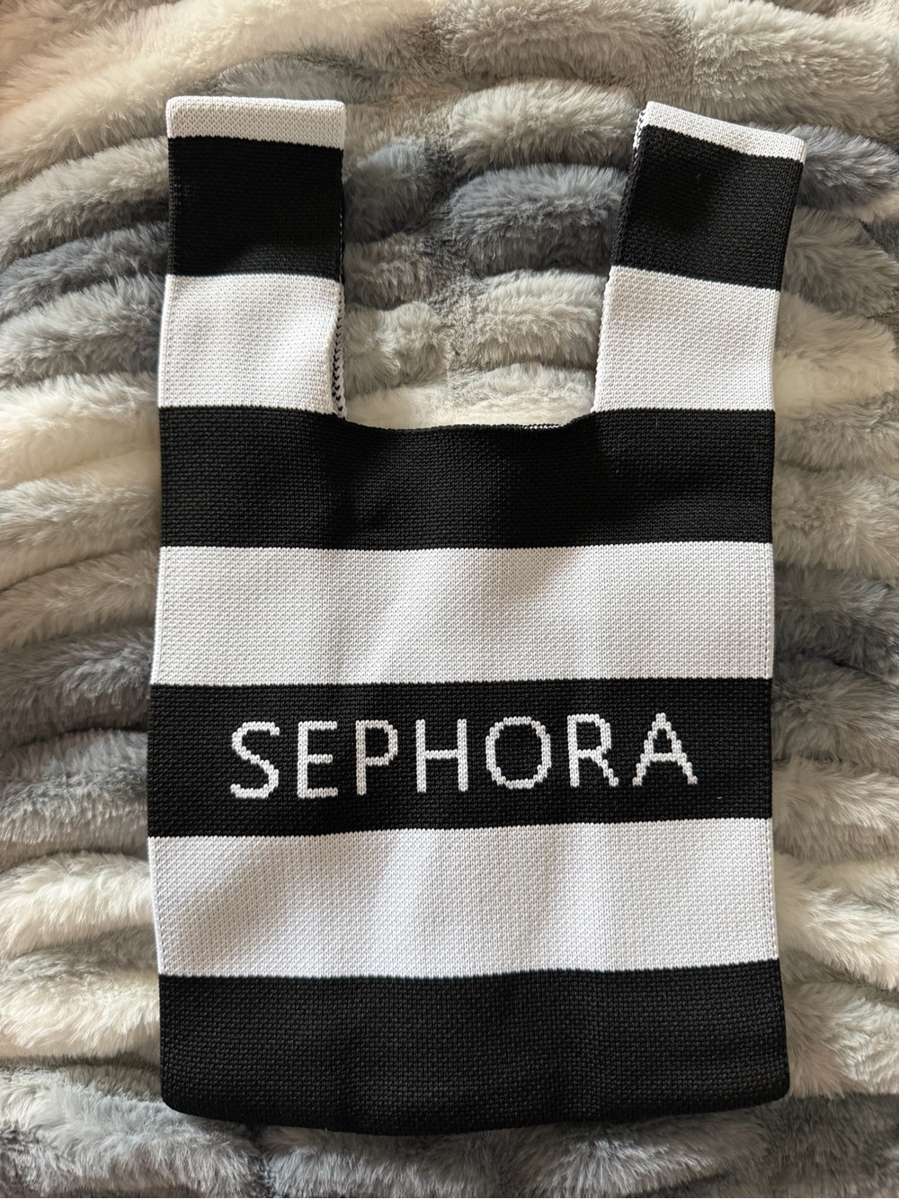 SEPHORA Black & White Striped Knit Tote Bag - ROGUE BAG